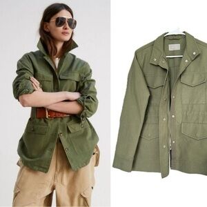 Everlane The Modern Utility Long Sleeve Zip Green Jacket S